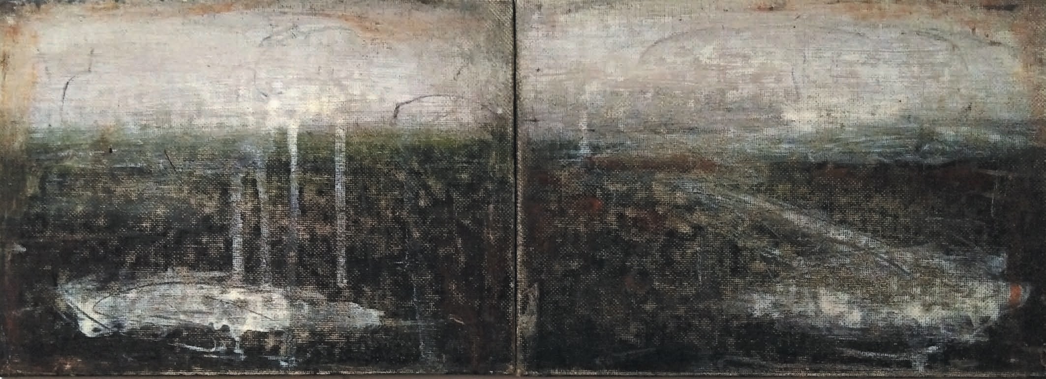 Massimo Romani, Landscape (4) - 2019 - olio su cartone telato - 13 x 36 cm