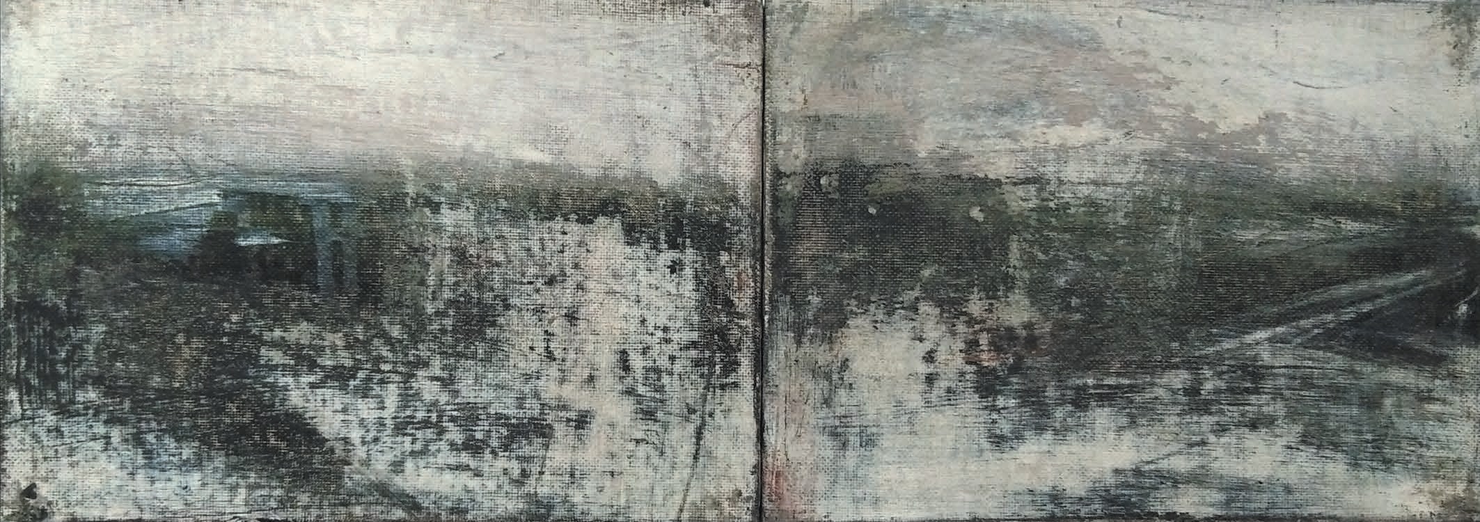 Massimo Romani, Landscape (1) - 2019 - olio su cartone telato - 13 x 36 cm
