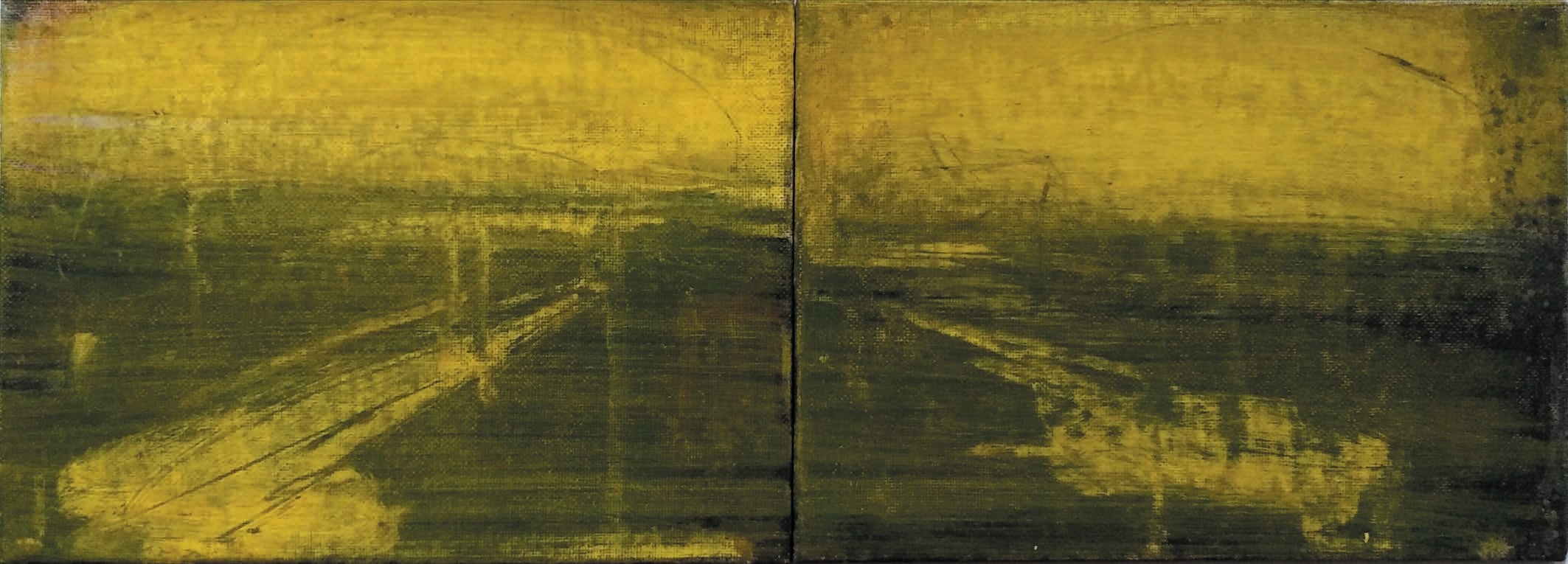 Massimo Romani, Landscape (12)- 2019 - olio su cartone telato - 13 x 36 cm