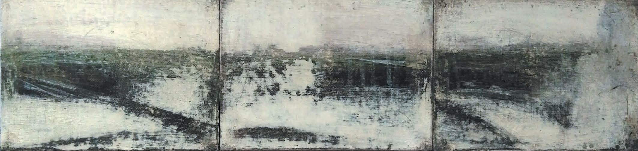 Massimo Romani, Landscape (13)- 2019 - olio su cartone telato - 13 x 54 cm