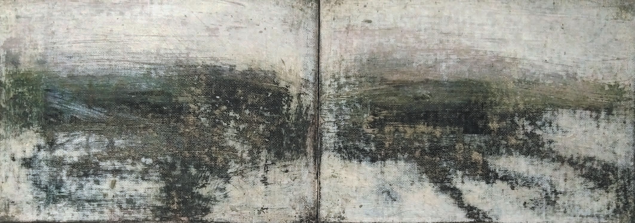 Massimo Romani, Landscape (2)- 2019 - olio su cartone telato - 13 x 36 cm